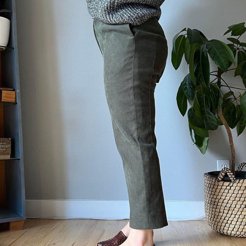 vtg 90s Smith & Hawken green cropped pants straight leg trousers casual Medium - Picture 8 of 8